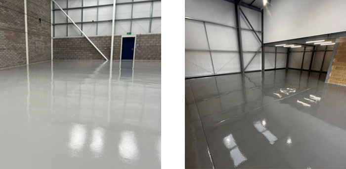 Resin floor coatings for warehouses