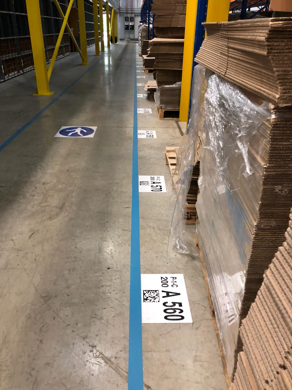 Floor labels and walking man graphic