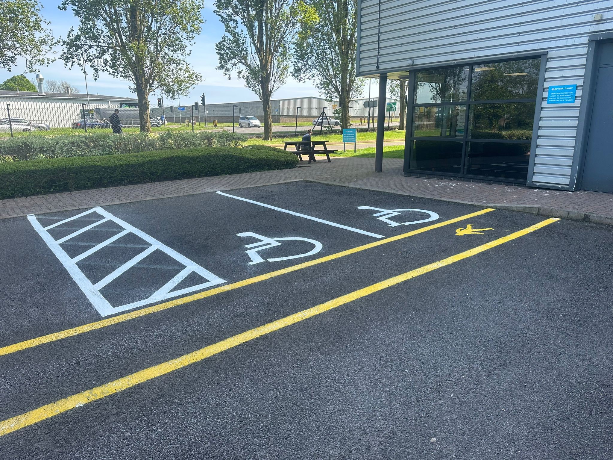 Disbaled parkin bays and ped walkways landscape